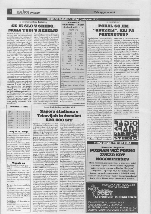 Pred tekmo Maribor Teatanic : Mura