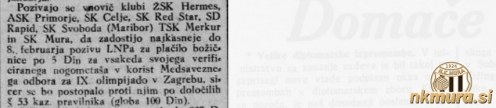 Mura mora plačati "božičnico" v korist IX. Olimpijskih iger.