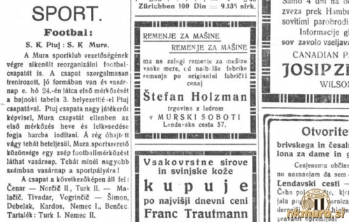 Nogometaši Mure bodo igrali prvo tekmo po 6. septembru 1926.
