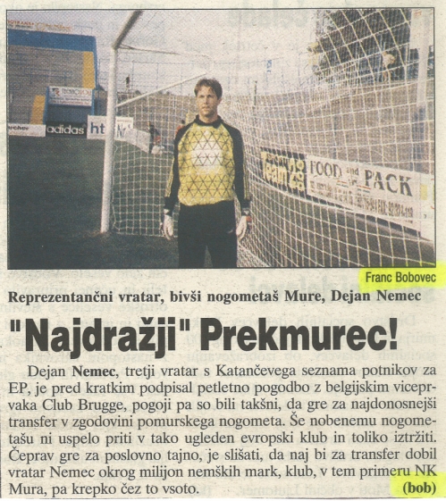 Prestop Dejana Nemca v Club Brugge je eden najdnosnejših transferjev v zgodovini Mure.