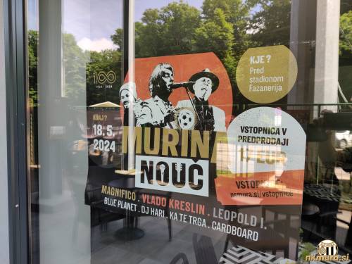 Vabilo na Murino nouč. Plakat je zalepljen pri vhodu v Murin bar na stadionu.
