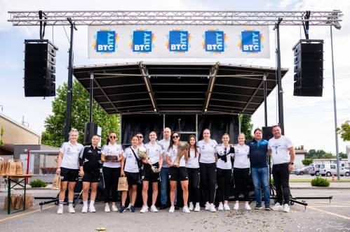 Sprejem državnih in pokalnih prvakinj pri BTC-ju v Murski Soboti (25. maj 2024).