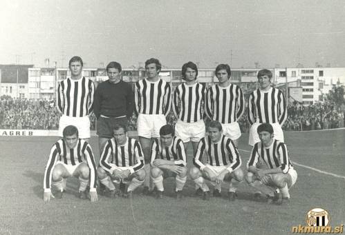 Zagreb : Mura, 1. oktober 1972. Stadion Kranjčevićeva. Stojijo od leve: Kopač, Cirkvenčić, Glažar, Gavrilović, Posavec, Husar. Čepijo: Binkovski, Krajnc, Košak, Pintarič in J. Horvat.