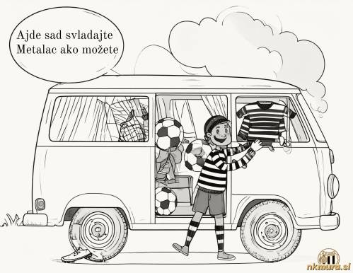 Karikatura, ki prikazuje krajo Murine opreme.