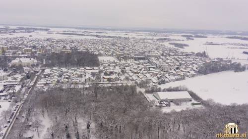 Pogled na zasneženo Mursko Soboto.