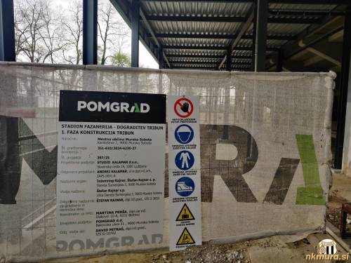 Gradbišče pod severozahodno tribuno.